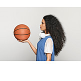   Young Woman, Headphones, Basketball