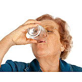   Senior, Drinking, Water, Thirsty