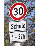   School, Traffic Sign, Speed Limit