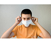  Teenager, Getting Dressed, Pandemic, Mouth And Nose Protection