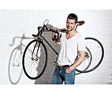   Man, Carrying, Bicycle, Racing Bicycle