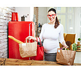   Woman, Groceries, Shopping, Pregnancy