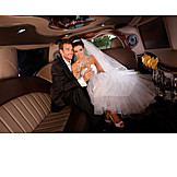   Luxus, Champagner, Limousine, Brautpaar, Just Married