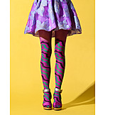   Fashion, Multi Colored, Skirt, High Heels, Pantyhose, Female Leg