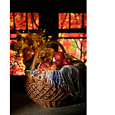   Basket, Thanksgiving, Apples, Strawflower