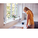   Woman, Home, Worried, Morning