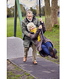   Happy, Fun, Playground, Young At Heart, Older Couple