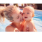   Mother, Happy, Vacation, Pool, Daughter