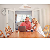   Home, Laptop, Online, Older Couple