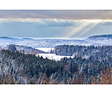   Winter, Sunbeams, Bavarian Forest
