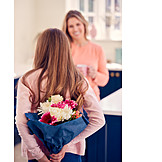   Mother, Hiding, Bouquet, Mothers Day, Daughter