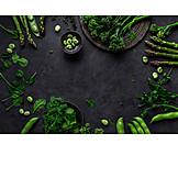   Basilikum, Spargel, Brokkoli, Spinat, Kochzutaten, Grünes Gemüse