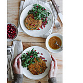   Healthy Diet, Pomegranate, Meatless, Vegetable Burgers