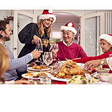   Zuhause, Alkohol, Wein, Familie, Festessen, Weihnachtsessen