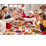   Family, Toast, Cheers, Christmas Dinner