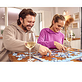   Couple, Wine, Game, Jigsaw Puzzle