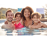   Happy, Pool, Family, Summer Vacation