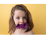   Girl, Flower, Silly, In Mouth