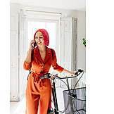   Home, Bicycle, On The Phone