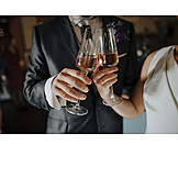   Wedding, Champagne, Toast, Bridal Couple