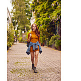   Young Woman, Summer, On The Move, Walk, Urban
