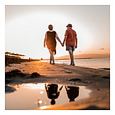   Couple, Sunset, Beach Walking