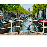   Bicycle, Canal, Netherlands, Delft