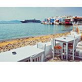   Strand, Mykonos, Chora, Straßencafe