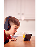   Boy, Headphones, Internet, Amazement, Online