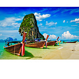   Andamanensee, Longtail, Boot, Phra nang beach
