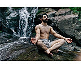   Nature, Waterfall, Yoga, Meditate