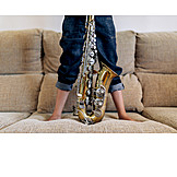   Kindheit, Musikinstrument, Musikalisch, üben, Saxophon