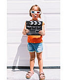   Childhood, Film slate, 3d glasses, 3d film
