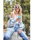   Young Woman, Mobile Communication, Style, Denim