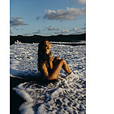   Young Woman, Sea, Nude, Bathing