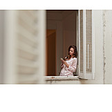   Young Woman, Window, Pajama, Online