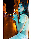   Young Woman, Nightlife, Urban