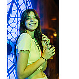   Young Woman, Nightlife, Bar Counter