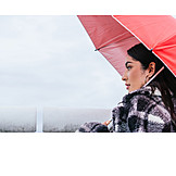   Young Woman, Weather, Umbrella