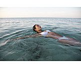   Young Woman, Sea, Bathing, Beach Holiday