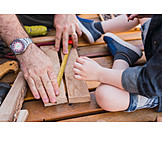   Father, Building Activity, Hands, Son