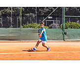   Junge, Tennis, Tennisplatz, Tennisspielen