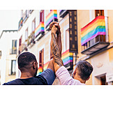   Paar, Liebe, Freiheit, Hand Halten, Toleranz, Lgbt, Regenbogenflagge