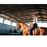   Horsewoman, Riding Arena, Horses