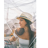   Teenager, Summer, Balcony, Mosquito Net