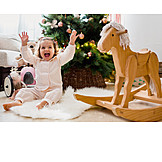   Toddler, Happy, Christmas, Joy, Toy, Rocking horse
