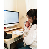   Baby, Mother, Shouting, Homeoffice