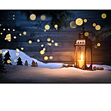   Christmas, Snow, Lantern, Candlelight