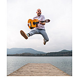   Nature, Energy, Freedom, Jumping, Playing Guitar