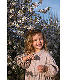   Girl, Smiling, Spring, Tree Blossom